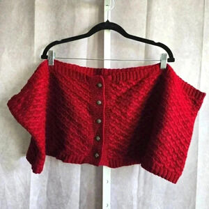 Knitted Button Shoulder Wrap Button Large Plus One Size